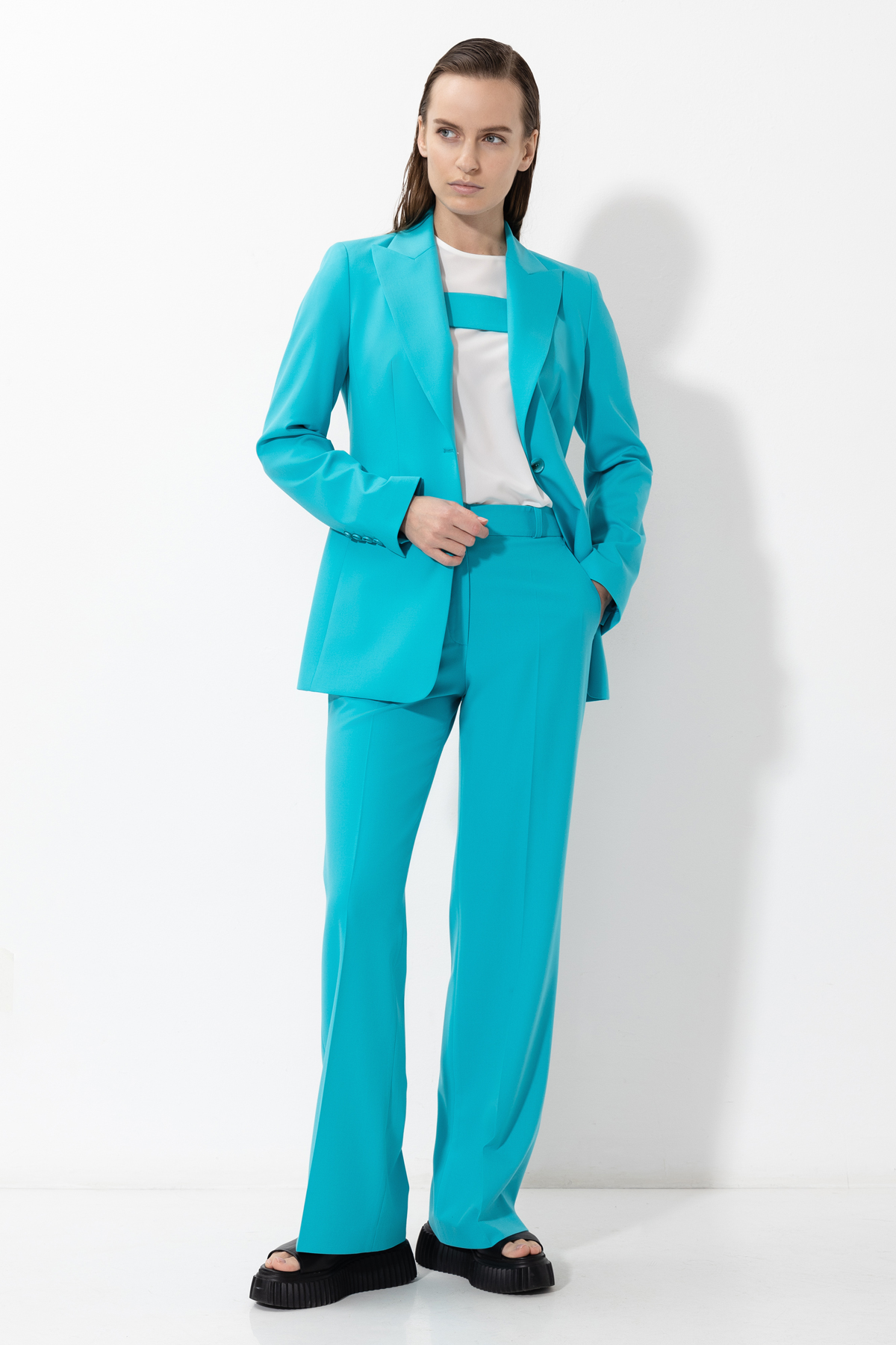 Trousers female БРЮКИ VASSA&Co Голубой