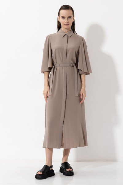 Платье с широкими рукавами VASSA&Co, пол женский, цвет бежевый