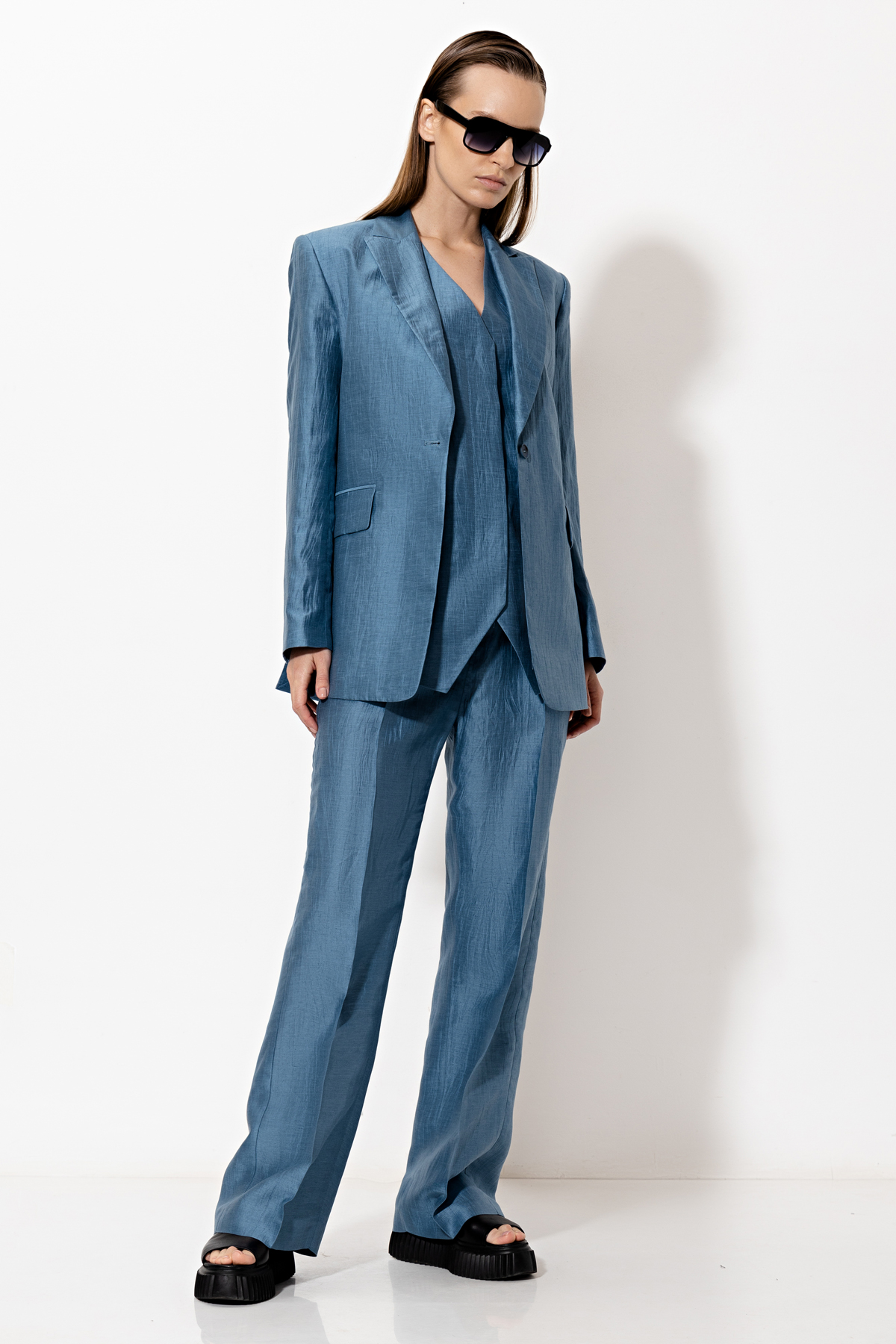 Trousers female БРЮКИ VASSA&Co Голубой