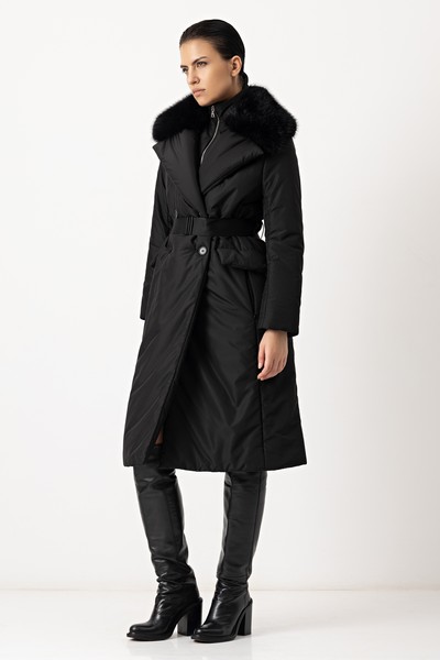 Пальто со съемным воротником VASSA&Co, пол женский, цвет черный