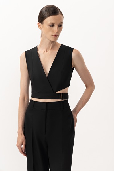 Жилет с асимметричным разрезом VASSA&Co, пол женский, цвет черный