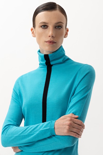 Водолазка из шерсти VASSA&Co, пол женский, цвет голубой