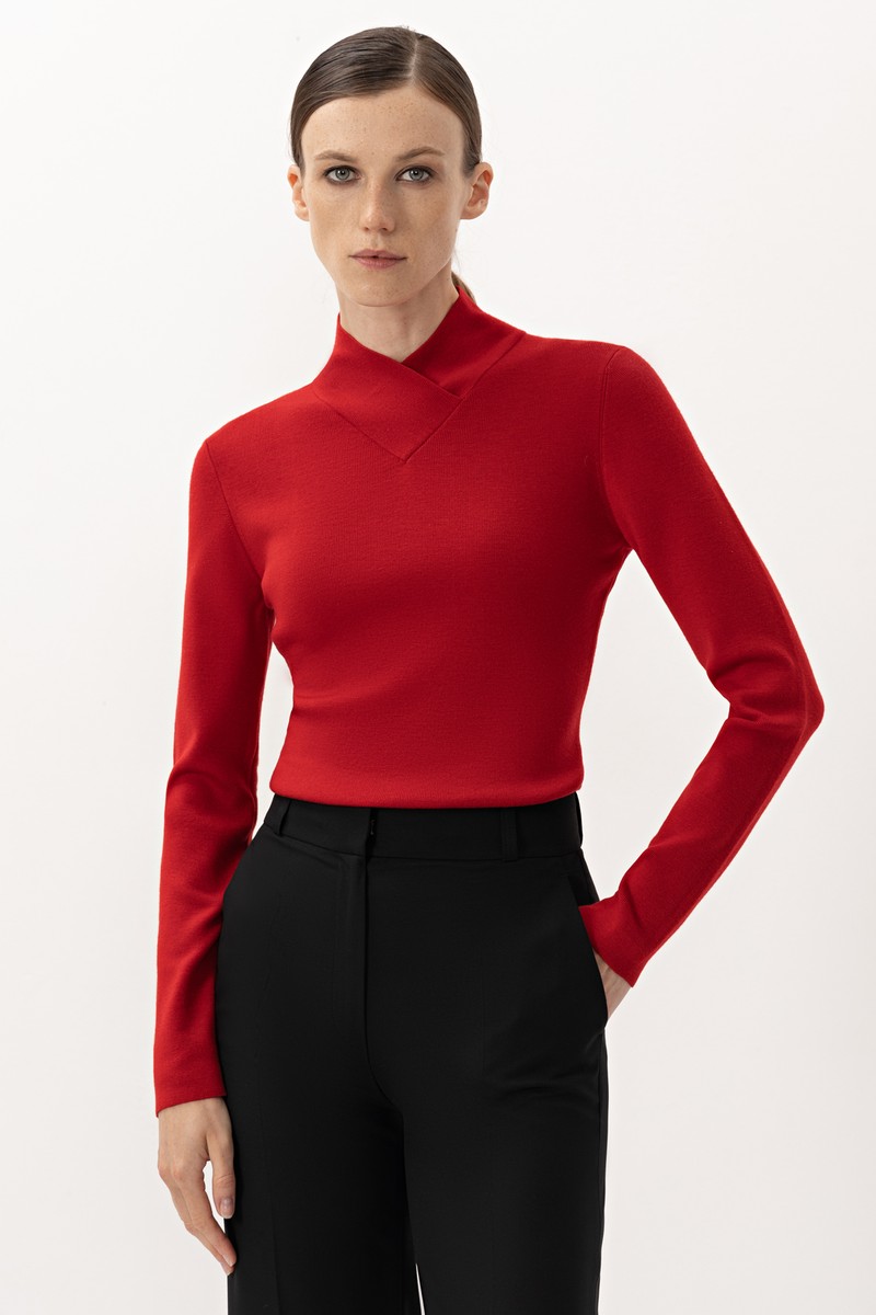 Водолазка из шерсти VASSA&Co, пол female, цвет red