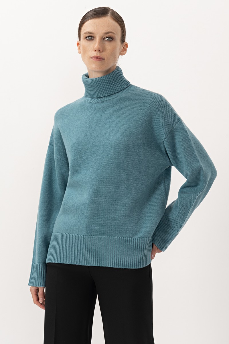 Джемпер из шерсти и кашемира VASSA&Co, пол female, цвет голубой