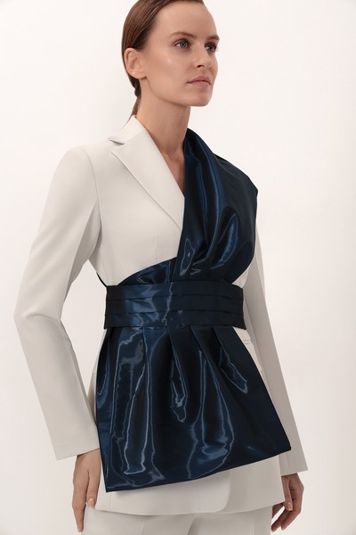 Асимметричный жилет на одно плечо VASSA&Co, пол женский, цвет синий