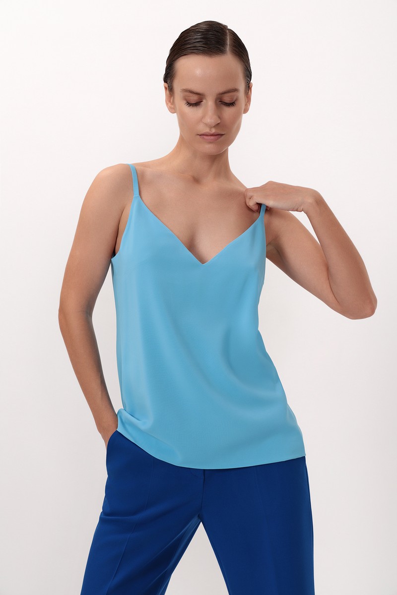 Базовый топ VASSA&Co, пол женский, цвет синий