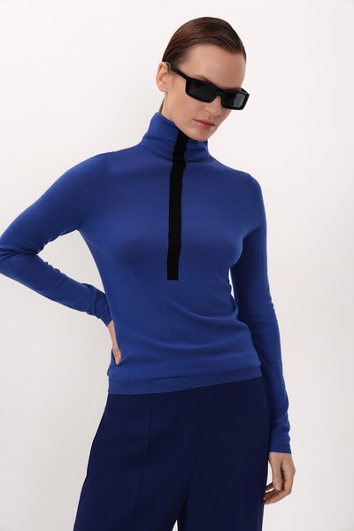 Водолазка из шерсти VASSA&Co, пол женский, цвет синий