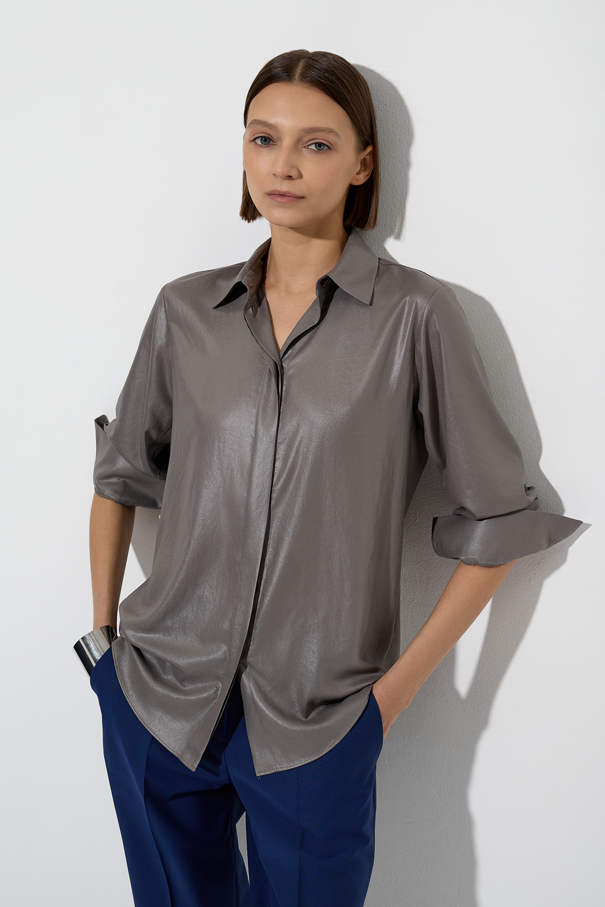 Blouse female БЛУЗКА VASSA&Co Серый