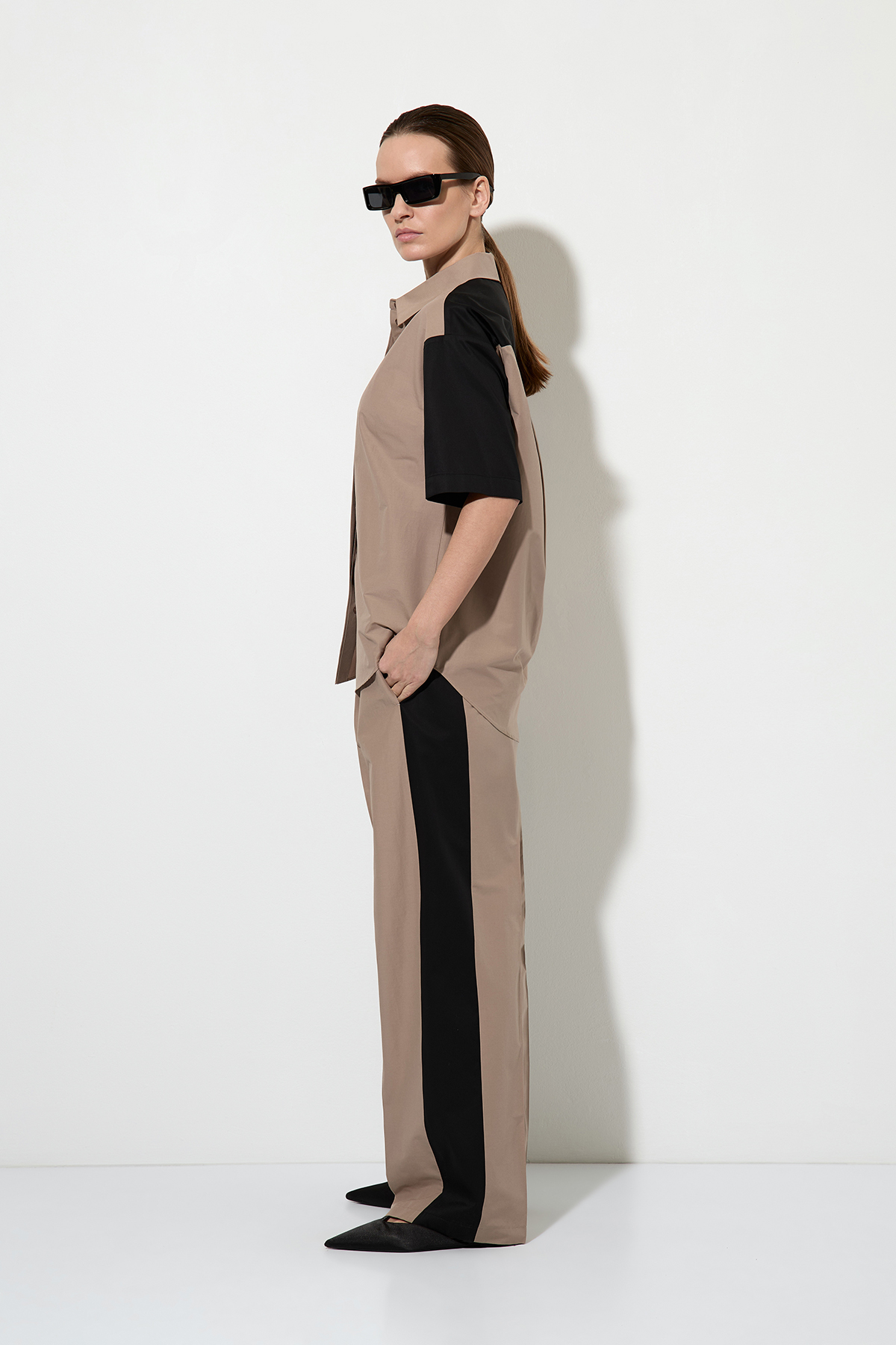Брюки color block Женский БРЮКИ VASSA&Co Серый