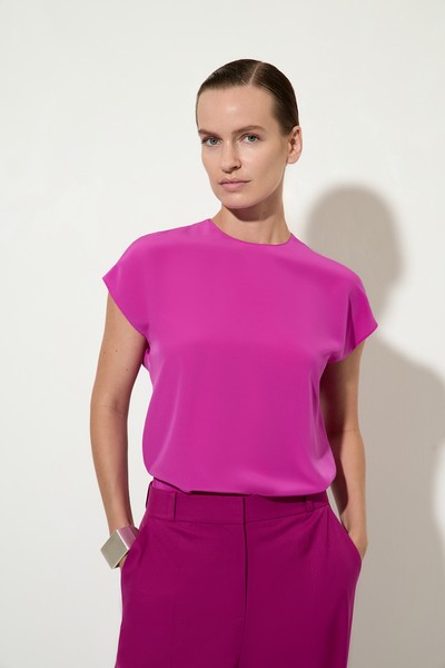 Блузка со спущенной линией плеча VASSA&Co, пол женский, цвет фиолетовый