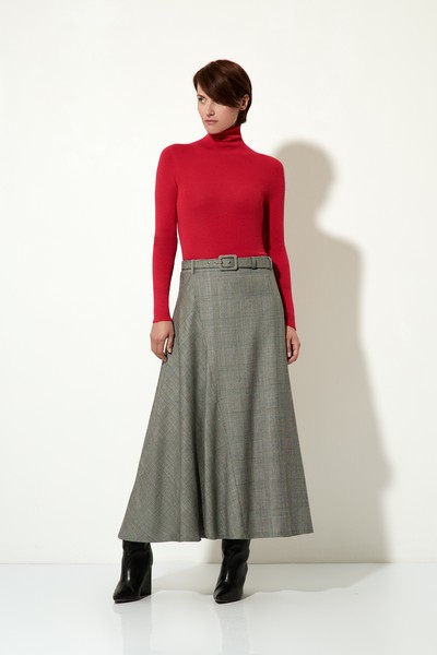 Юбка в клетку VASSA CODE, пол female, цвет серый