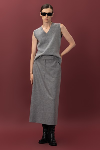 Жилет из шерсти и кашемира VASSA&Co, пол женский, цвет серый