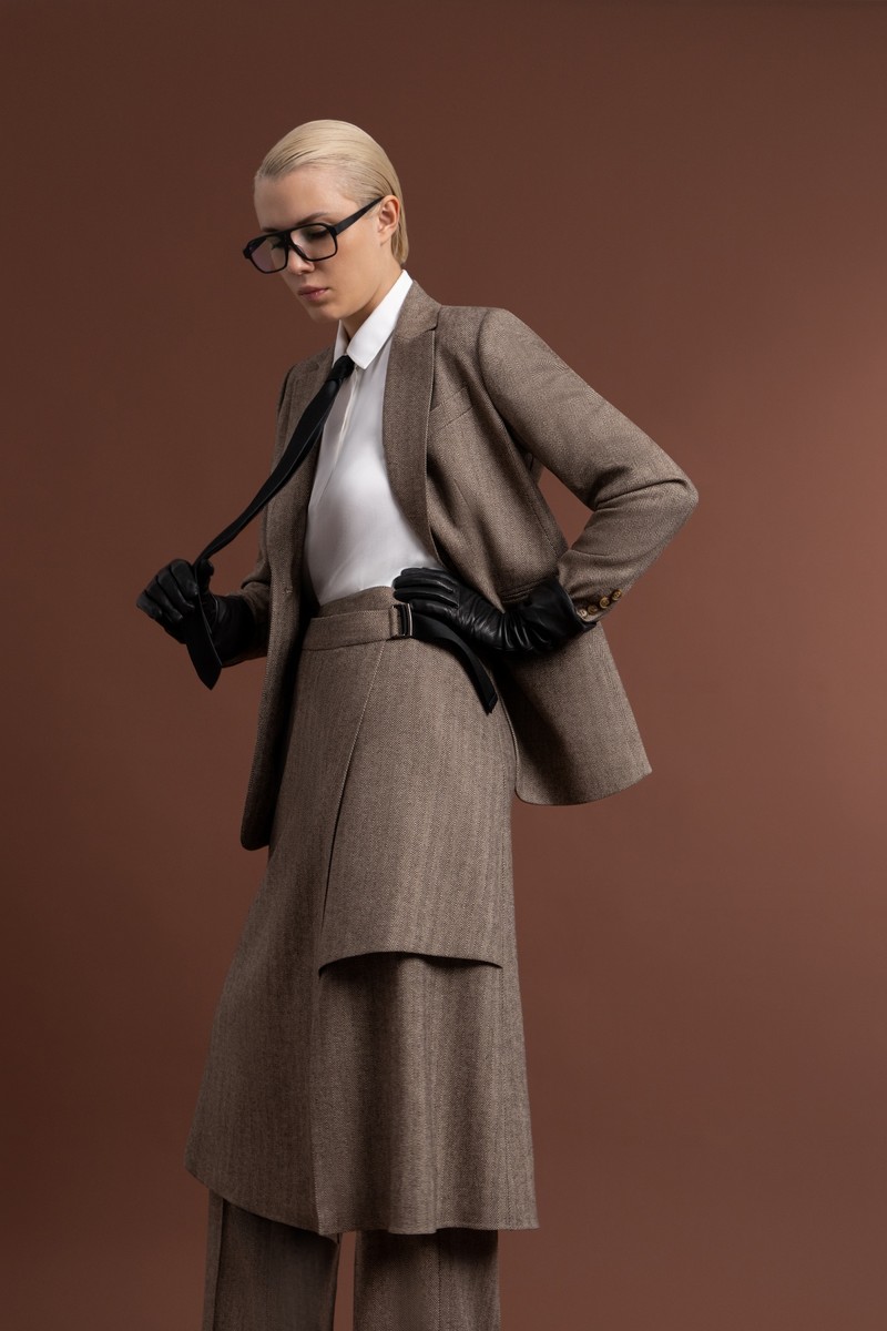 Юбка с асимметричной деталью VASSA&Co, пол женский, цвет коричневый