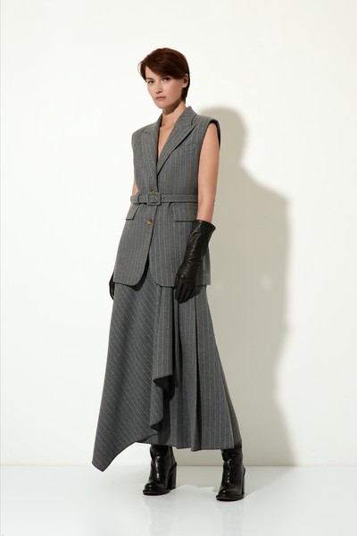 Юбка длинная в полоску VASSA CODE, пол female, цвет серый