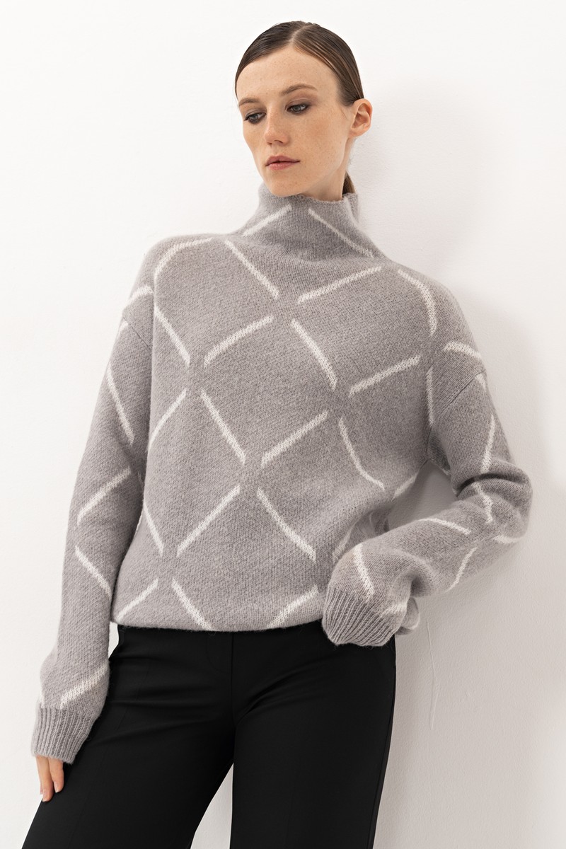 Джемпер из шерсти альпаки VASSA&Co, пол женский, цвет серый