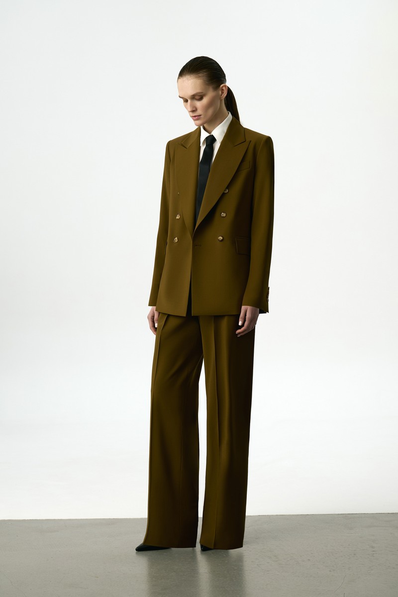 Брюки широкие VASSA&Co, пол female, цвет зеленый