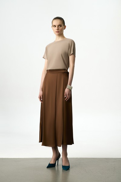 Юбка атласная VASSA&Co, пол женский, цвет коричневый