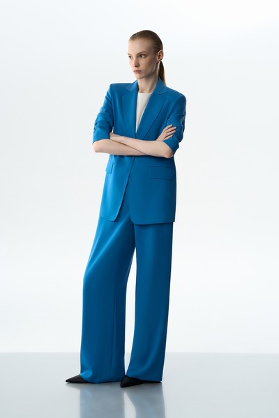 Брюки широкие VASSA&Co, пол female, цвет синий