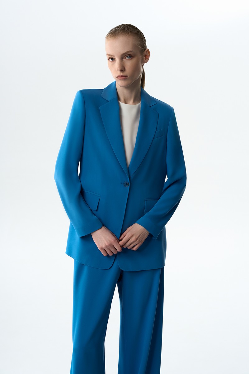 Жакет хлопковый VASSA&Co, пол female, цвет синий