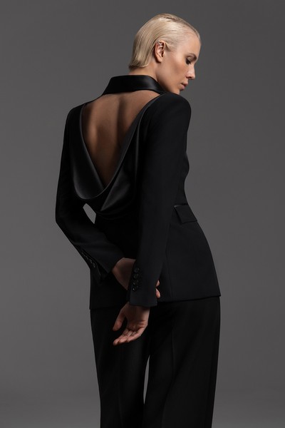 Жакет открытой спиной VASSA&Co, пол female, цвет black