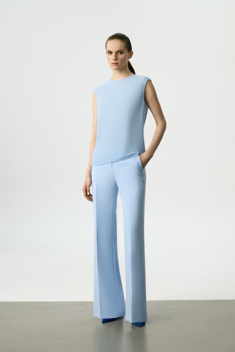 Блузка без рукавов VASSA&Co, пол женский, цвет синий