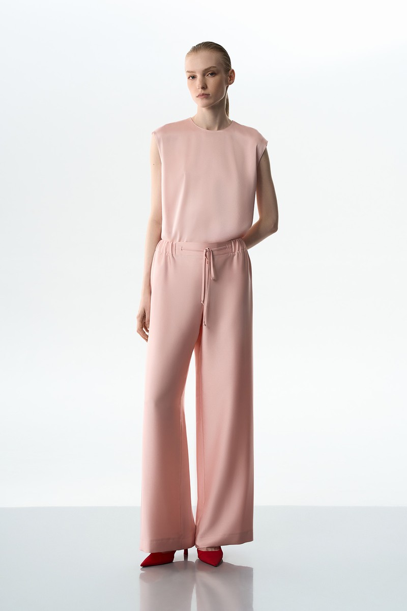 Брюки в пижамном стиле розовые VASSA&Co, пол женский, цвет розовый