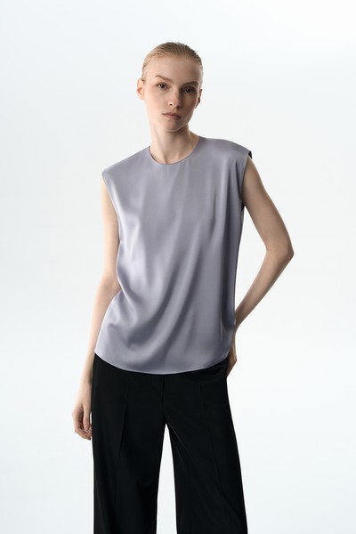 Блузка без рукавов VASSA&Co, пол женский, цвет голубой