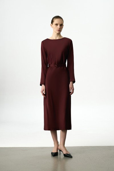 Платье атласное бордовое VASSA&Co, пол female, цвет red