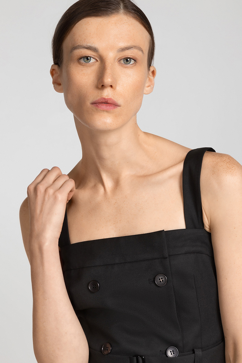 Топ с двубортной застежкой VASSA&Co, пол женский, цвет черный