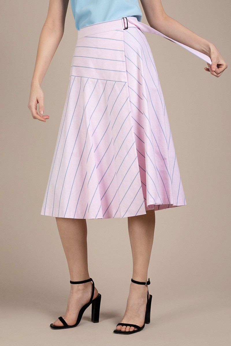 Расклешенная юбка из хлопка VASSA&Co, пол женский, цвет розовый, фото №4