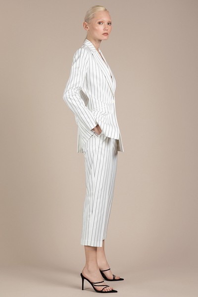Прямые белые брюки в полоску VASSA&Co, пол женский, цвет белый, фото №3