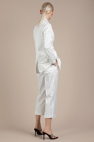 Прямые белые брюки в полоску VASSA&Co, пол женский, цвет белый, фото №5
