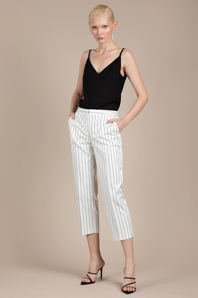 Прямые белые брюки в полоску VASSA&Co, пол женский, цвет белый, фото №2