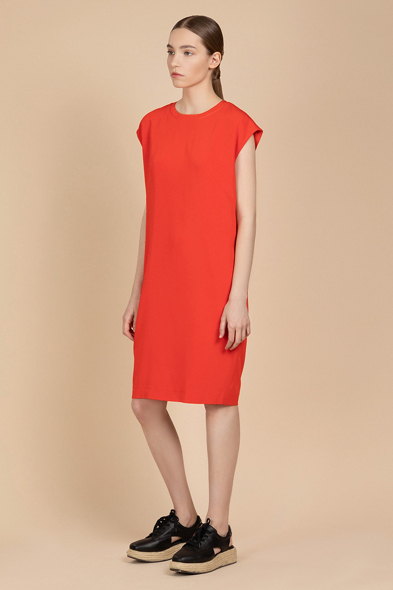 Свободное платье с короткими рукавами VASSA&Co, пол женский, цвет красный, фото №2