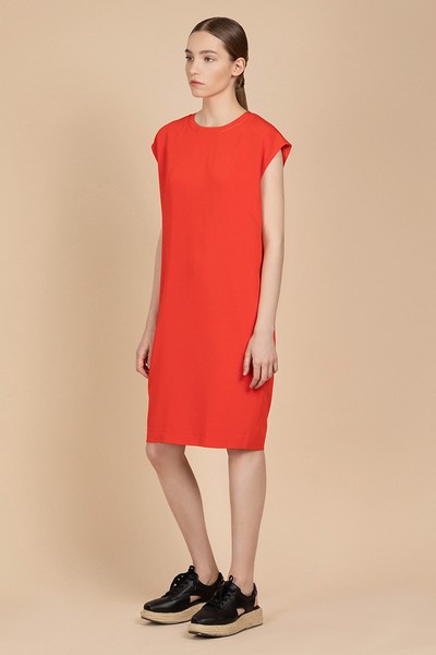 Свободное платье с короткими рукавами VASSA&Co, пол женский, цвет красный, фото №2