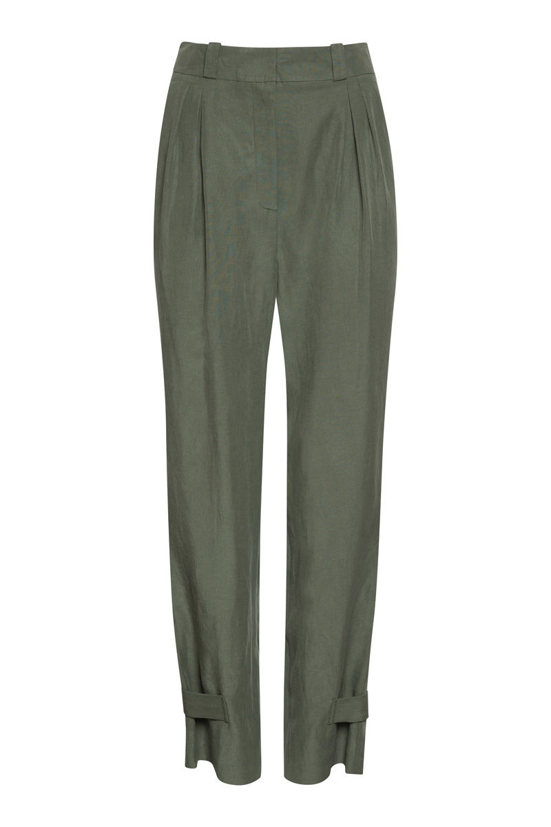 Летние брюки с защипами VASSA&Co, пол женский, цвет зеленый