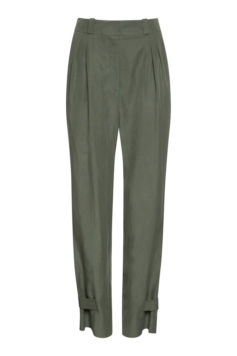 Летние брюки с защипами VASSA&Co, пол женский, цвет зеленый, фото №7