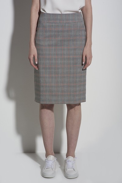 Юбка серого цвета в клетку VASSA CODE, пол женский, цвет серый, фото №2