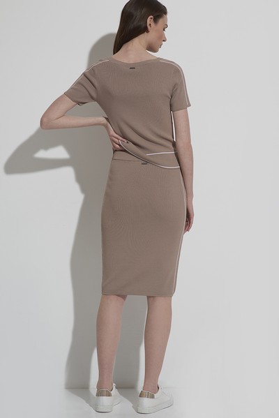 Юбка  короткая из фактурного трикотажа VASSA CODE, пол женский, цвет коричневый, фото №3