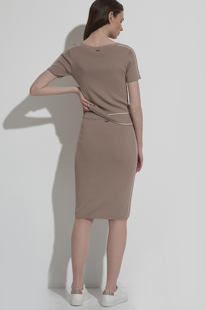 Юбка короткая из фактурного трикотажа VASSA CODE, пол женский, цвет коричневый, фото №3