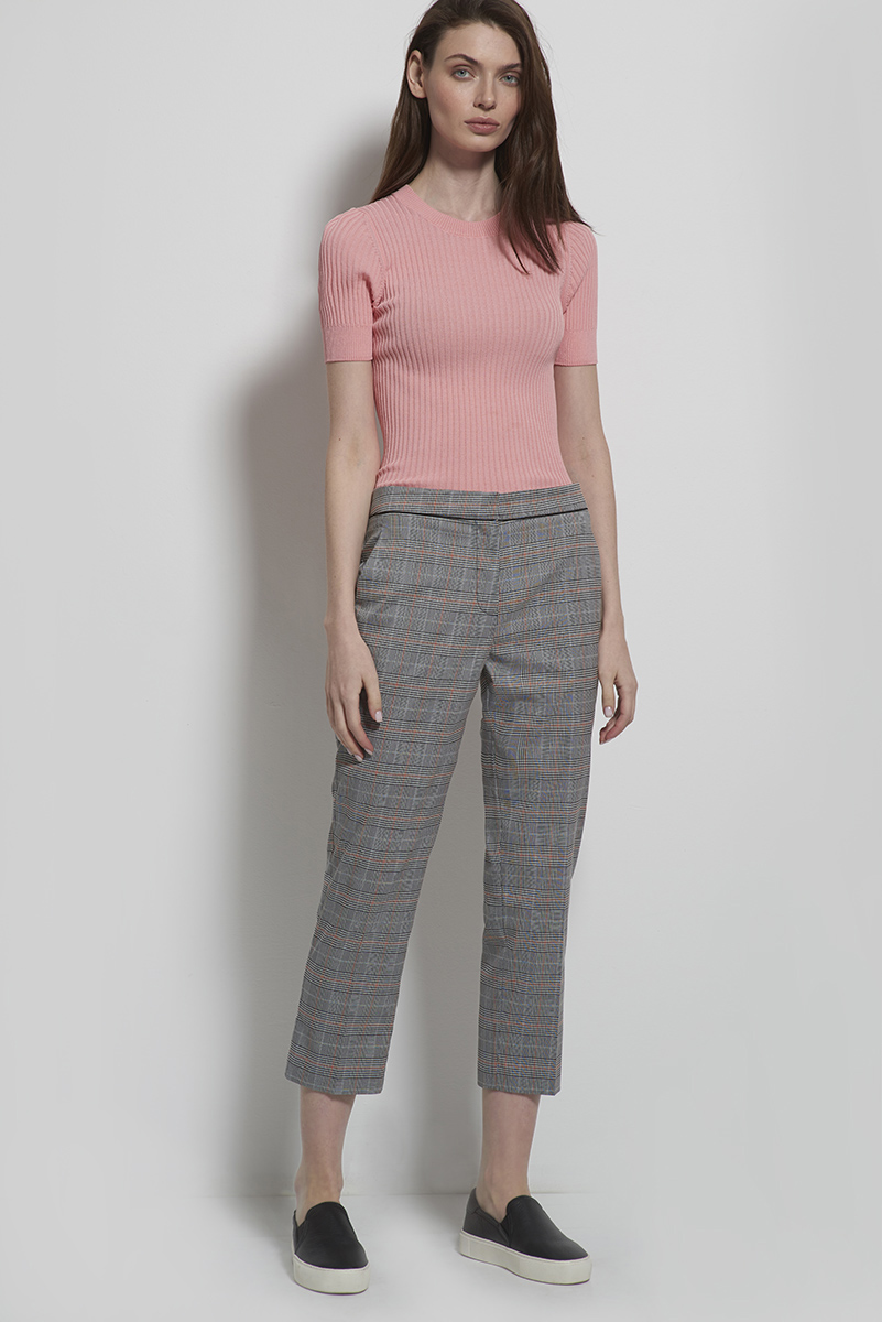 Брюки серого цвета в клетку VASSA CODE, пол женский, цвет серый