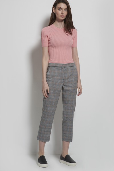 Брюки серого цвета в клетку VASSA CODE, пол женский, цвет серый, фото №2