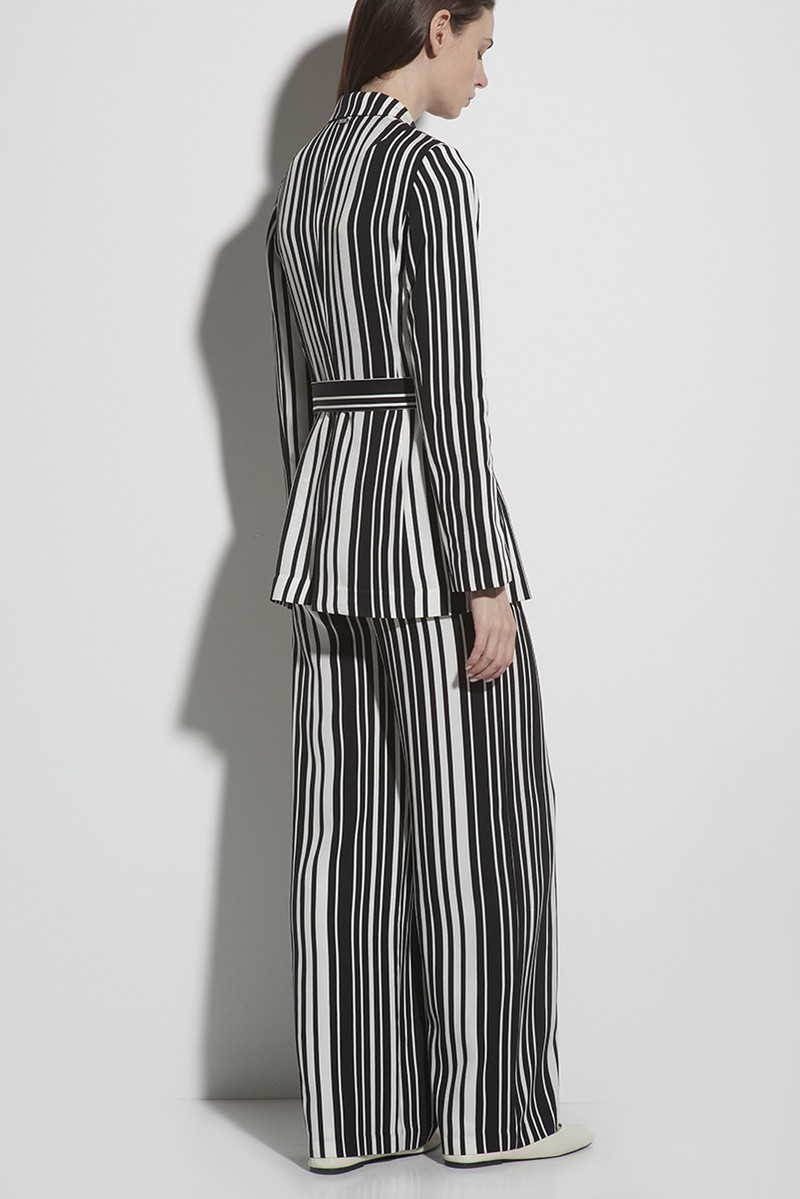 Приталенный жакет в полоску с поясом VASSA CODE, пол женский, цвет черный, фото №4