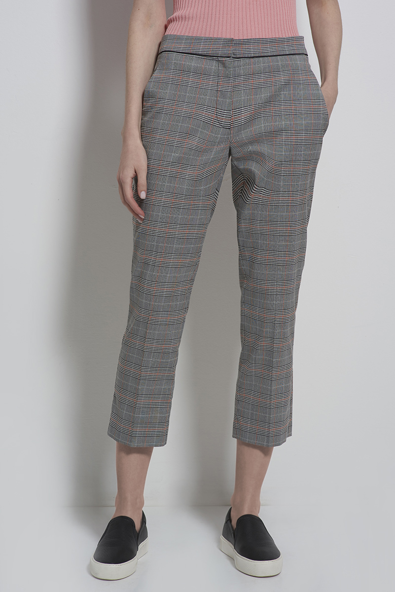 Брюки серого цвета в клетку VASSA CODE, пол женский, цвет серый