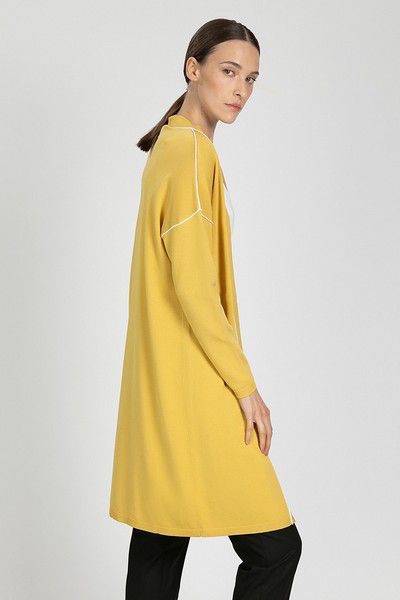 Кардиган женский с длинным рукавом и контрастным кантом VASSA&Co, пол женский, цвет желтый, фото №[п