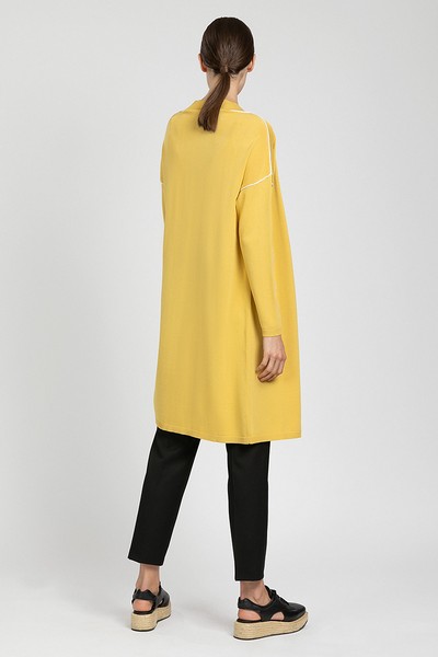Кардиган женский с длинным рукавом и контрастным кантом VASSA&Co, пол женский, цвет желтый, фото №[п