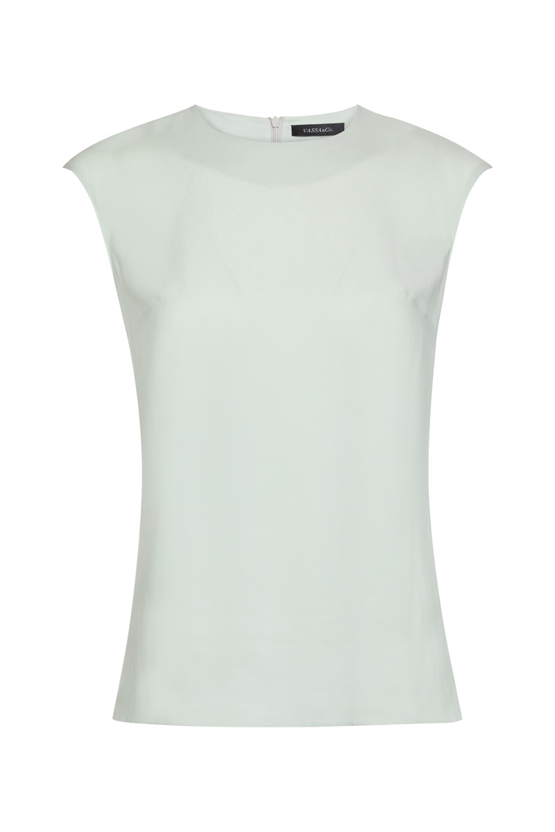 Базовая блузка из вискозы VASSA&Co, пол женский, цвет зеленый