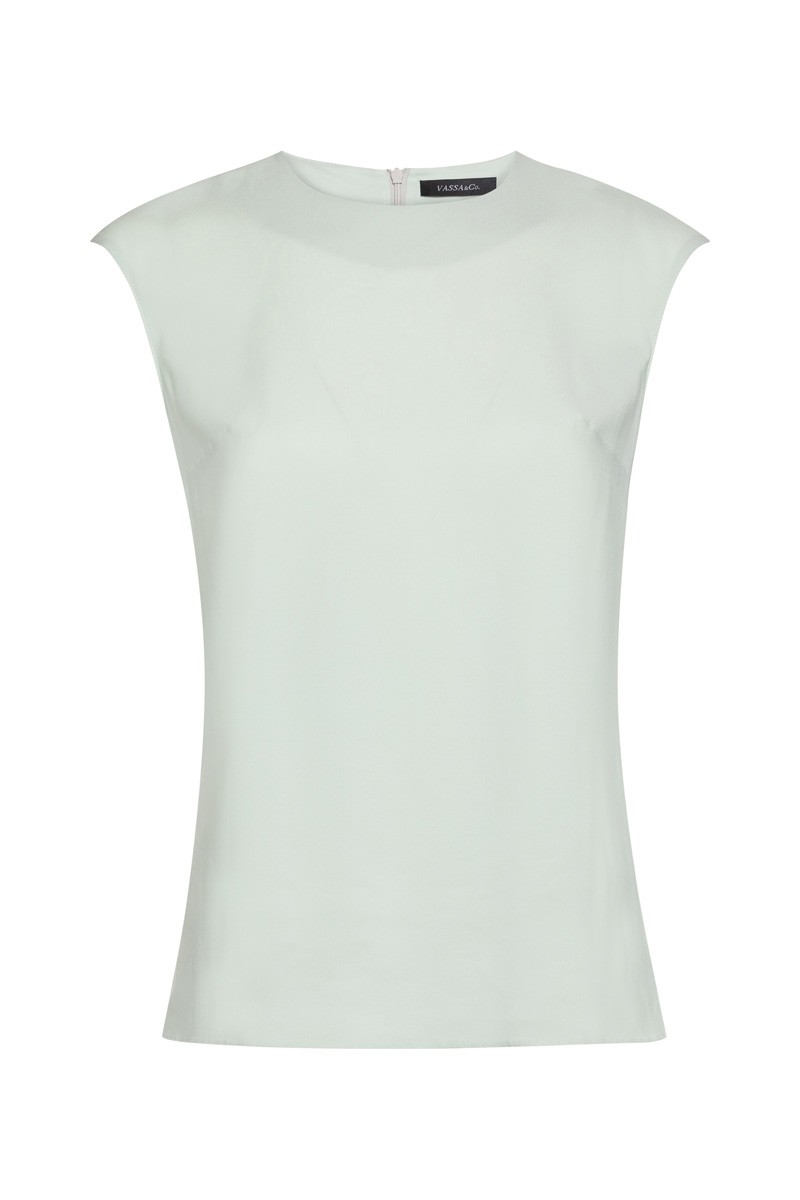Базовая блузка из вискозы VASSA&Co, пол женский, цвет зеленый, фото №5