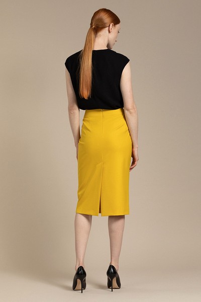 Классическая юбка зауженного силуэта VASSA&Co, пол женский, цвет желтый, фото №4