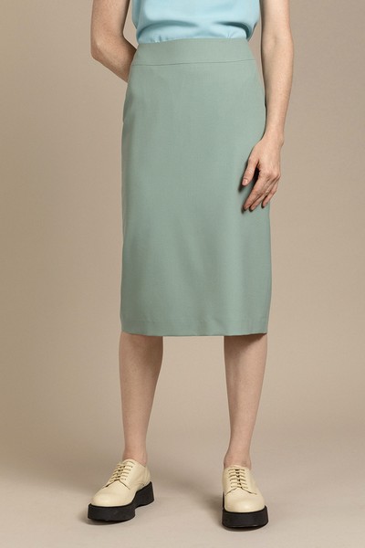 Классическая юбка зауженного силуэта VASSA&Co, пол женский, цвет хаки, фото №2